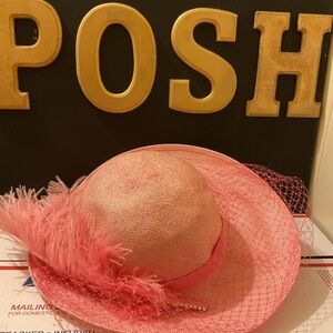 Pink Feathered Women's Dress Hat - Unbranded